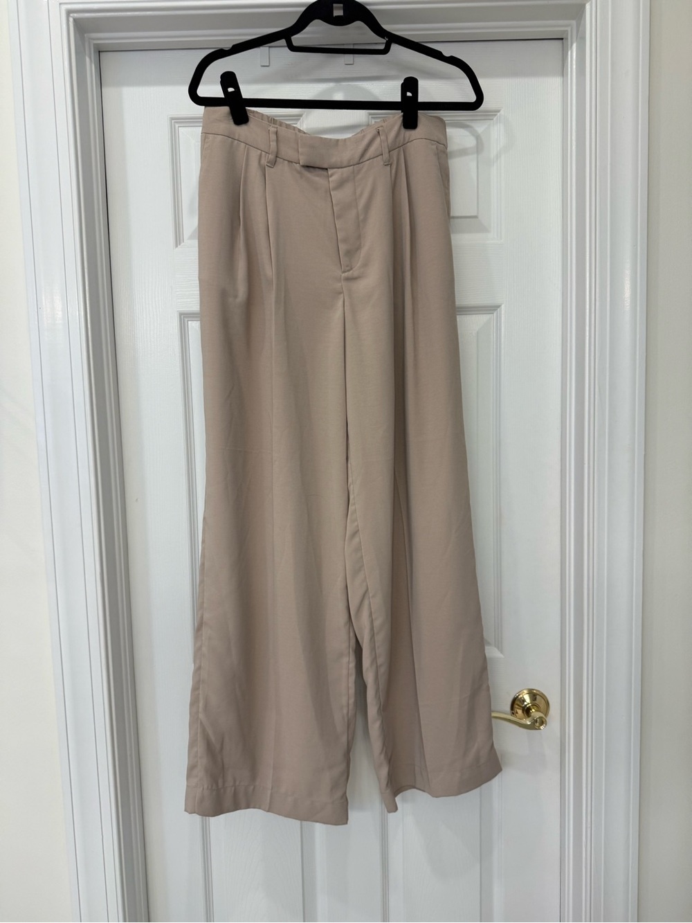 Wide Leg Beige and Black Trousers